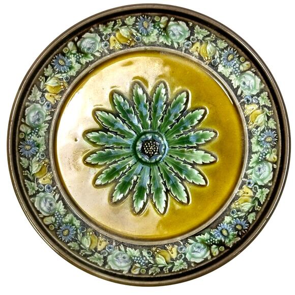 Wedgwood England Antique Late 1800's Majolica Small Comport Floral Motifs-Rare - Picture 3 of 14